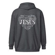 Jesus Heart Unisex Zip Hoodie+