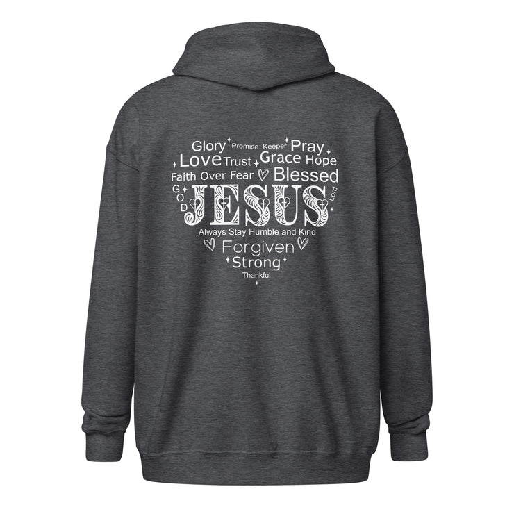 Jesus Heart Unisex Zip Hoodie+